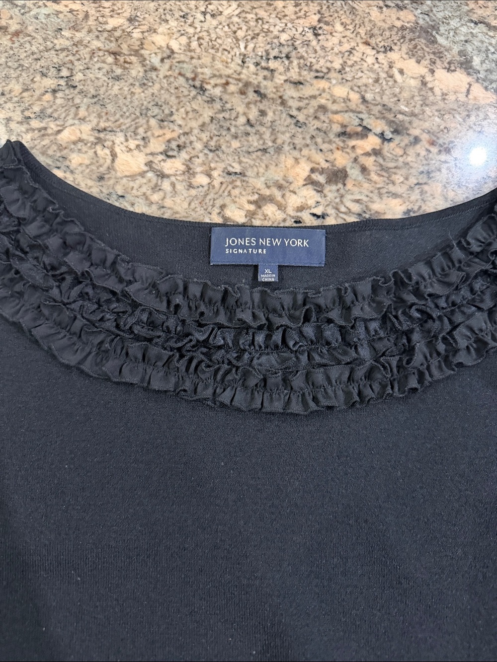 Jones New York Black Ruffled Scoop Neck Sweater - Picture 2 of 8